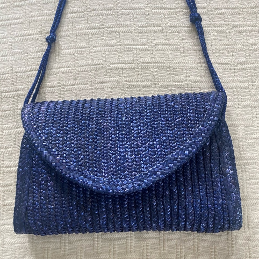 Indigo blue woven purse. - Picture 3 of 8